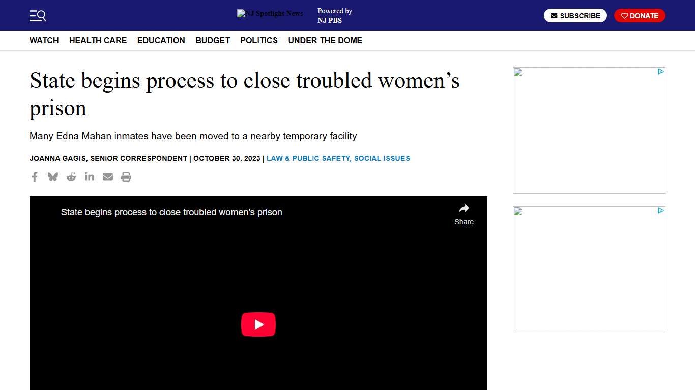 State begins process to close troubled women's prison Video NJ Spotlight News