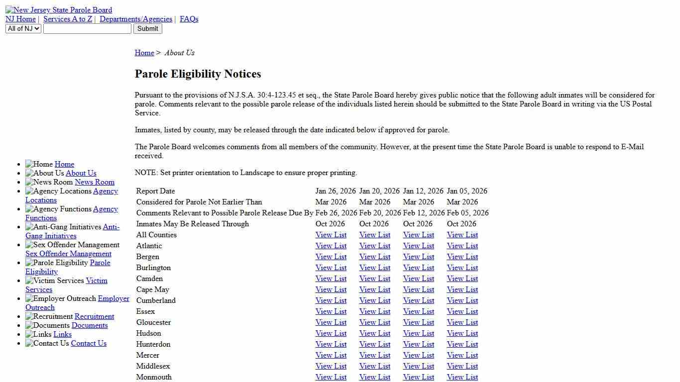 New Jersey State Parole Board About Us